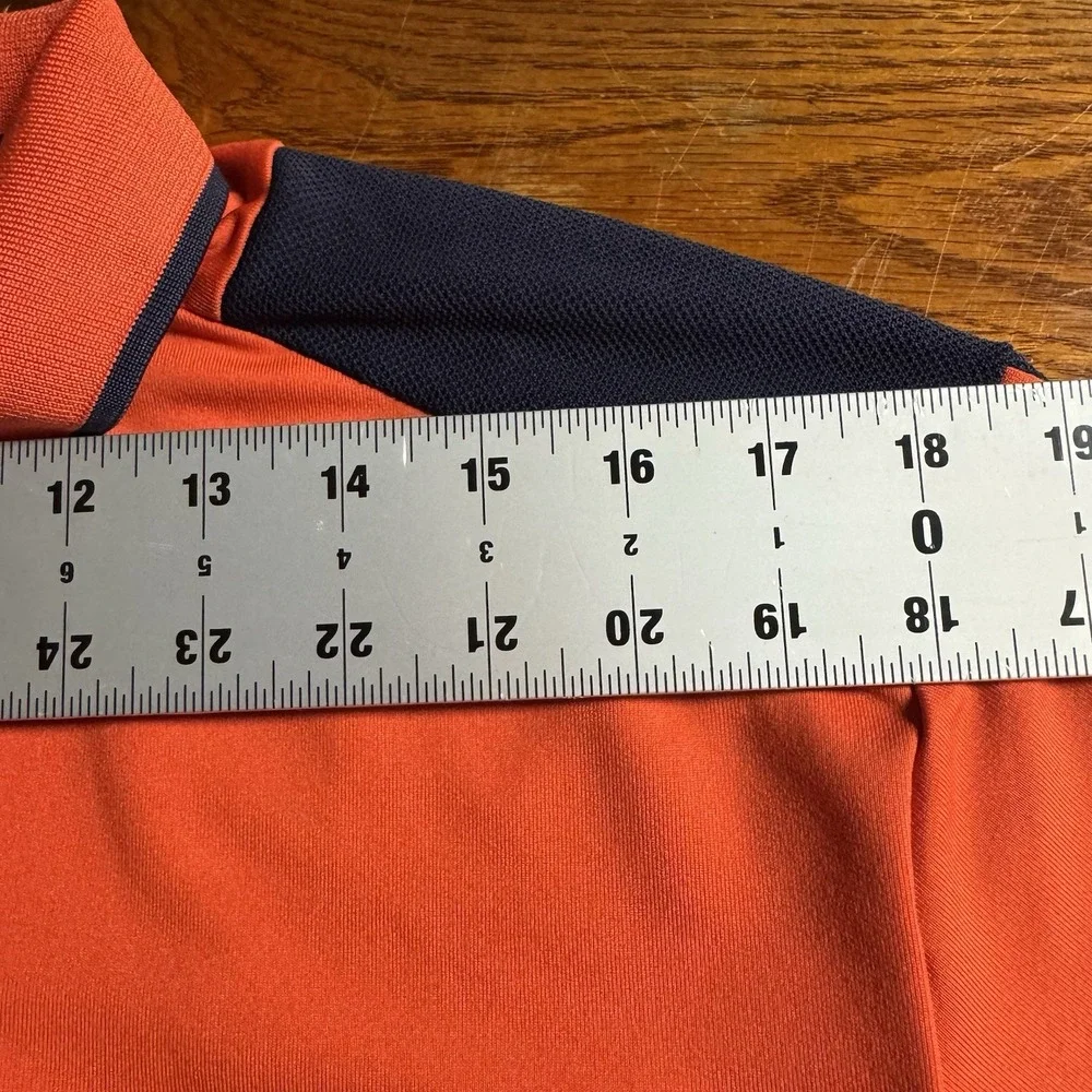 Polo Ralph Lauren RLX Orange Navy Blue Short Sleeve Shirt ‎ Size Large L
